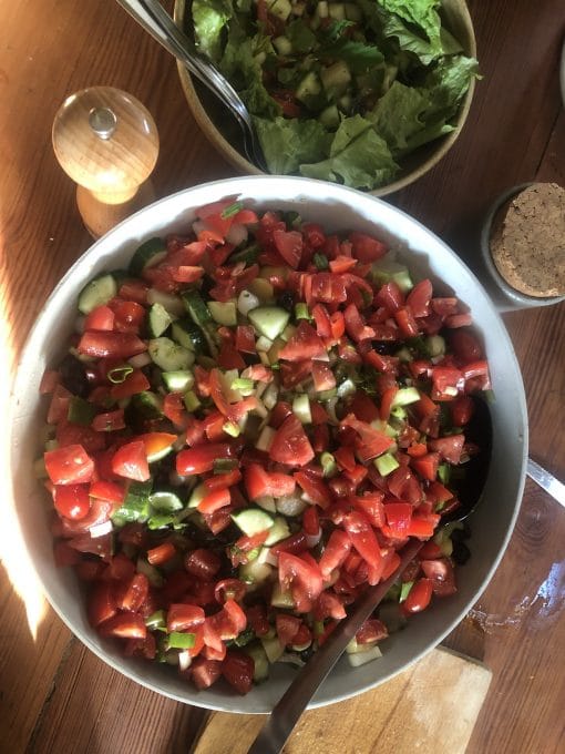 vegetarische en veganistische maaltijden tijdens de stilte retraite in de natuur